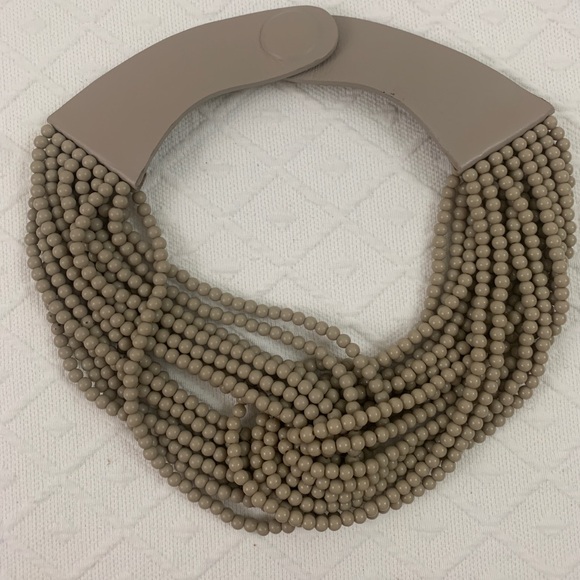 Fairchild Baldwin Jewelry - NWOT Fairchild Baldwin Marcella Tan multi-strand marble bead leather collar